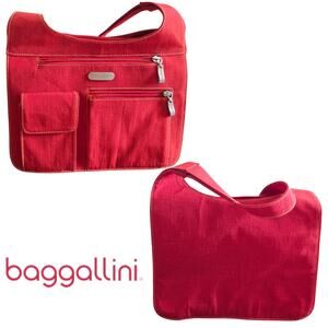 Red Baggallini Everywhere Crossbody Shoulder Bag Cargo Nylon Expandable